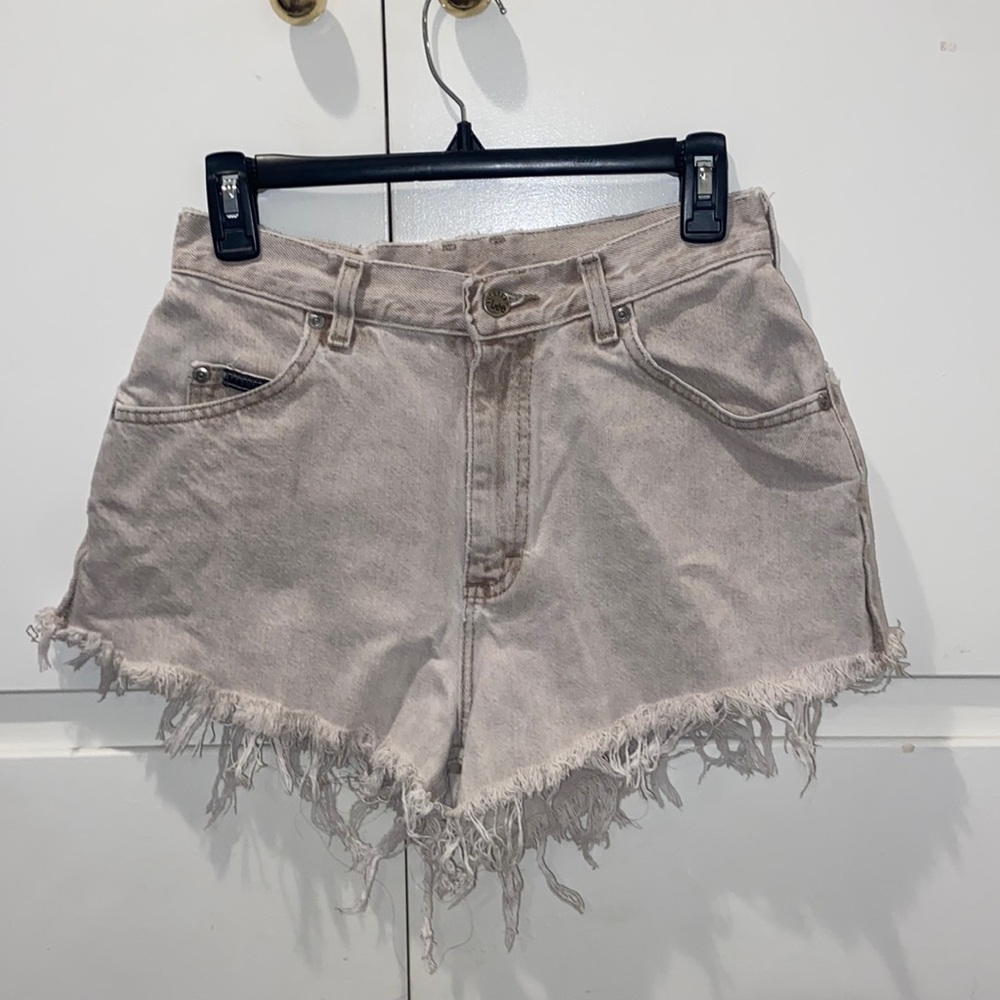 Riveted lee white denim shorts